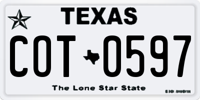 TX license plate COT0597