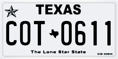 TX license plate COT0611