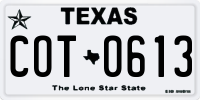TX license plate COT0613