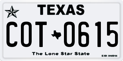 TX license plate COT0615