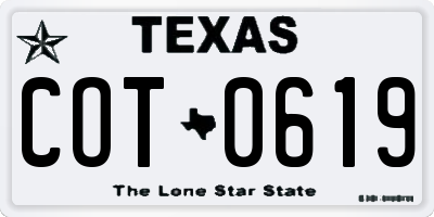 TX license plate COT0619
