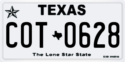 TX license plate COT0628