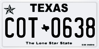TX license plate COT0638