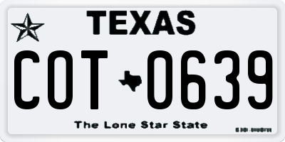 TX license plate COT0639