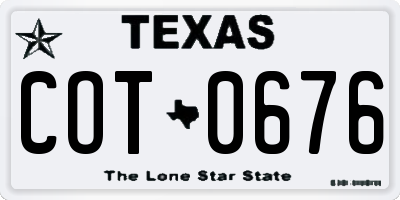 TX license plate COT0676