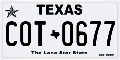 TX license plate COT0677