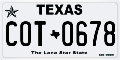 TX license plate COT0678