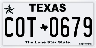 TX license plate COT0679