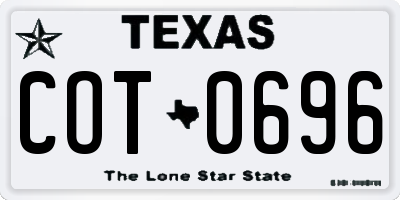 TX license plate COT0696