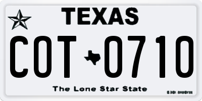 TX license plate COT0710