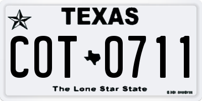 TX license plate COT0711