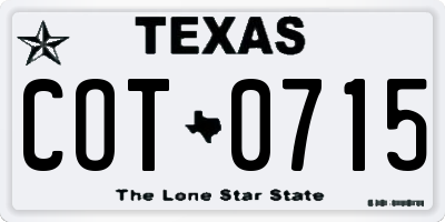TX license plate COT0715