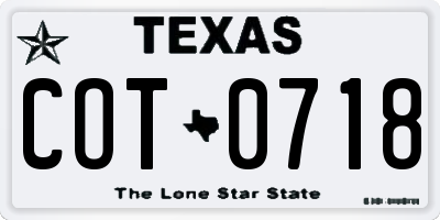 TX license plate COT0718