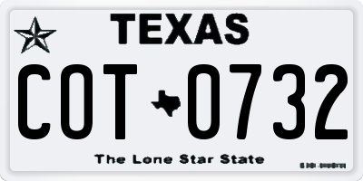 TX license plate COT0732