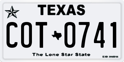 TX license plate COT0741