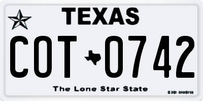 TX license plate COT0742