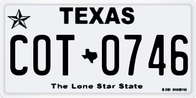 TX license plate COT0746