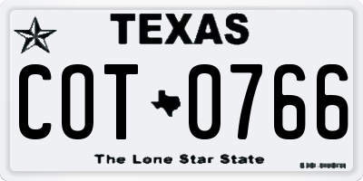 TX license plate COT0766
