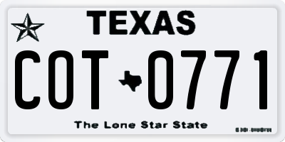 TX license plate COT0771