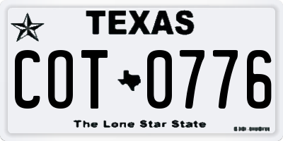 TX license plate COT0776