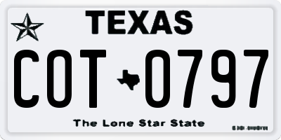 TX license plate COT0797