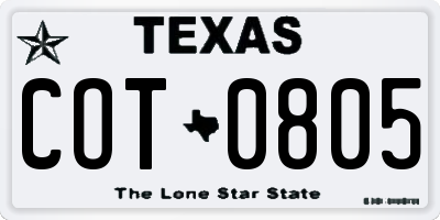 TX license plate COT0805