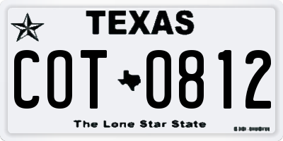 TX license plate COT0812