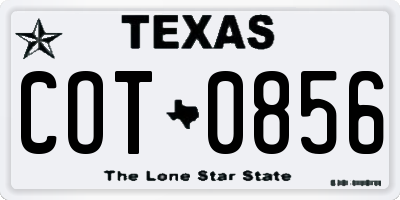 TX license plate COT0856