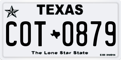 TX license plate COT0879