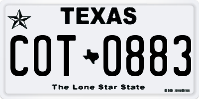 TX license plate COT0883