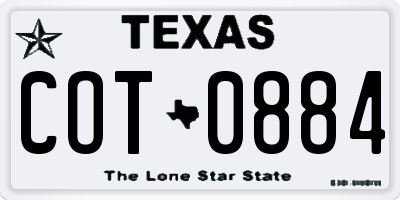 TX license plate COT0884