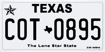 TX license plate COT0895