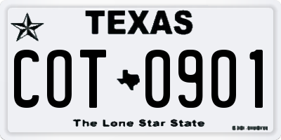 TX license plate COT0901