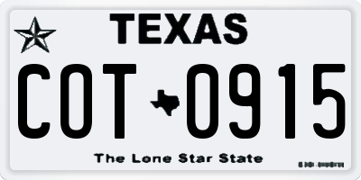 TX license plate COT0915