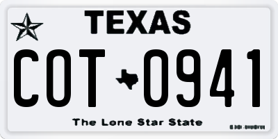 TX license plate COT0941