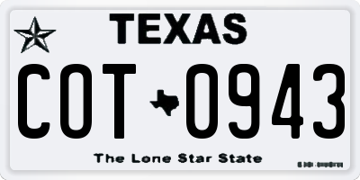 TX license plate COT0943