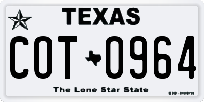 TX license plate COT0964