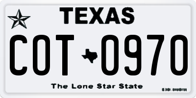TX license plate COT0970