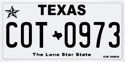 TX license plate COT0973