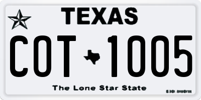 TX license plate COT1005