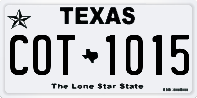 TX license plate COT1015