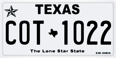 TX license plate COT1022