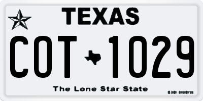 TX license plate COT1029