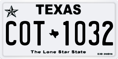 TX license plate COT1032
