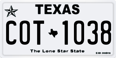 TX license plate COT1038