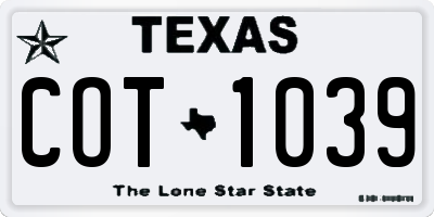 TX license plate COT1039