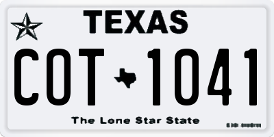 TX license plate COT1041