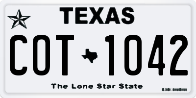 TX license plate COT1042