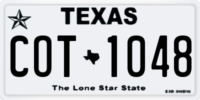 TX license plate COT1048