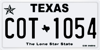 TX license plate COT1054